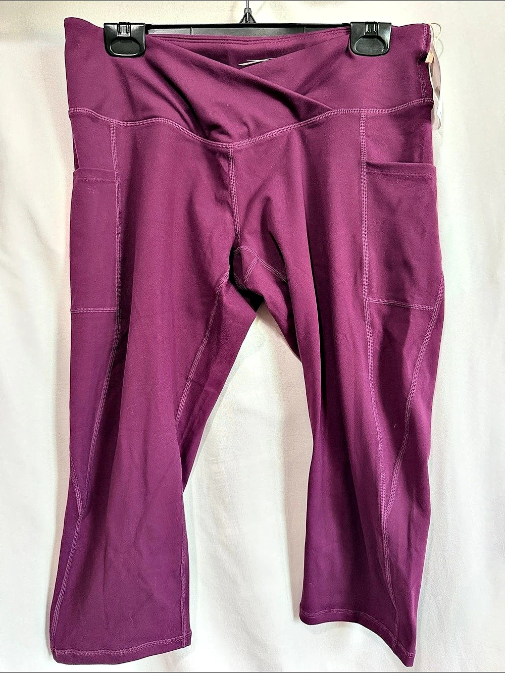 Along Fit Crossover Waistband Pocket Leggings Purple XL